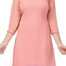 BAESD Square Neck Self Design Georgette A-Line Dress image 3