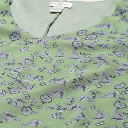 Qurvii Green & Blue Floral Printed A-Line Dress image 2
