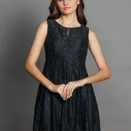 Zink London Self Design Keyhole Neck Above Knee A-Line Dress image 2