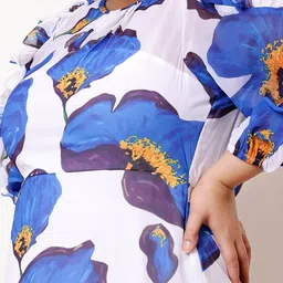 Athena Ample Plus Size Floral Print Ruffled Georgette A-Line Midi Casual Dress image 2