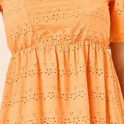 Styli Half Sleeves Self Design Square Neck Cotton A-Line Midi Dress image 2