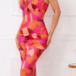 TANDUL Geometric Printed Shoulder Straps Maxi Dress image 2