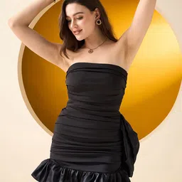 COLOR CAPITAL Off-Shoulder Gathered Or Pleated Bodycon Dress image 2