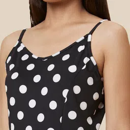 Globus Black & White Polka Dot Printed Shoulder Strap Sheath Dress image 2