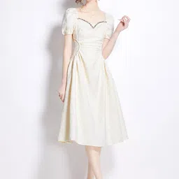 JC Collection Self Design Embellished Fit & Flare Midi Dress image 2