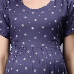 NIGHTSPREE Floral Printed Maternity Fit & Flare Midi Dress image 5