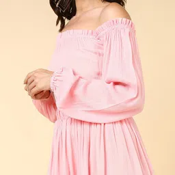 Mast & Harbour Pink Off-Shoulder Fit & Flare Dress image 4