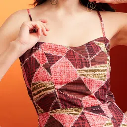 KASSUALLY Brown Geometric Printed Georgette Maxi Dress image 2