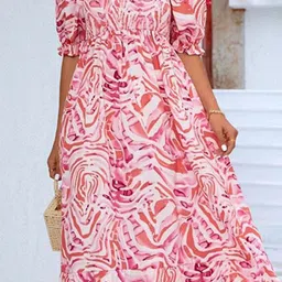StyleCast Abstract Print Print Off-Shoulder Flutter Sleeve Maxi Dress image 2