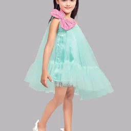 Pink Chick Girls One Shoulder Bow Detail Tulle Net A-Line Dress image 2