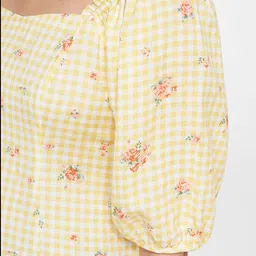 AND Yellow & White Checked A-Line Dress image 4