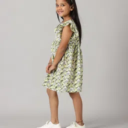 KiddoPanti Flutter Sleeves Floral Empire Dress image 4