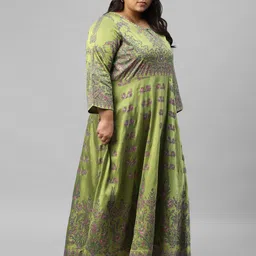 W Women Plus Size Green Floral Ethnic Maxi Dress image 3