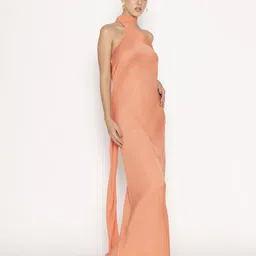 Contemponari Choker Neck Satin Maxi Dress image 3