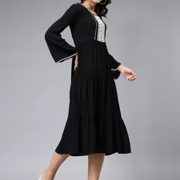 aayu Bell Sleeve Layered A-Line Midi Dress image 3