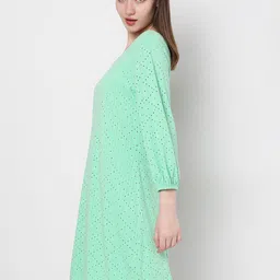 Vero Moda Self Design Round Neck A-Line Dress image 4