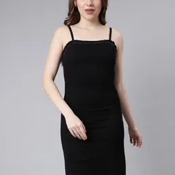 SHOWOFF Shoulder Straps Bodycon Cotton Midi Opaque Casual Dress image 3