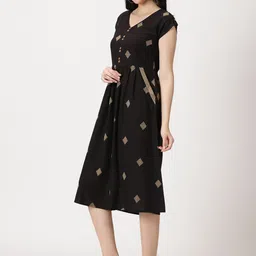 Saffron Threads Geometric Woven Design Midi Dress image 3