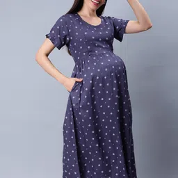 NIGHTSPREE Floral Printed Maternity Fit & Flare Midi Dress image 2