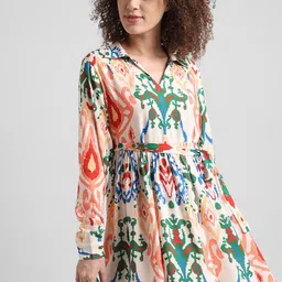 ONLY Ethnic Motifs Printed Gathered A-Line Dress-picture-21