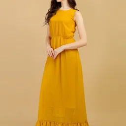 Vidraa Western Store Round Neck Georgette Maxi Dress image 3