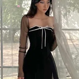 StyleCast Black & White Off-Shoulder Fit and Flare Dress image 4