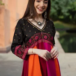 Rustorange Multicoloured Ethnic Motifs Maxi Dress image 4