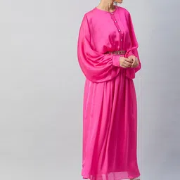 Athena Fuchsia Satin Maxi Dress image 4
