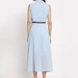 aayu Shirt Collar Shirt Style Crepe Midi Dress With Belt image 4