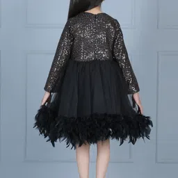 THE LITTLE CELEBS Embellished Bell Sleeve Net A-Line Midi Dress image 2