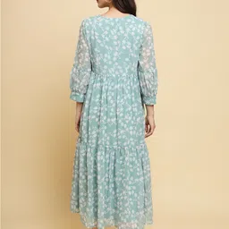 SWAGG INDIA Floral Printed Tiered Georgette A-Line Midi Dress image 5