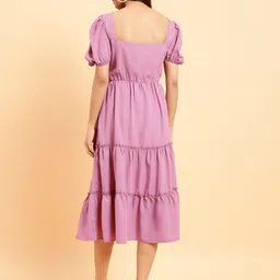 MINT STREET Puff Sleeve Crepe A-Line Midi Dress image 2