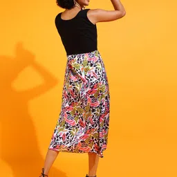 Popwings Floral Print A-Line Midi Dress image 2