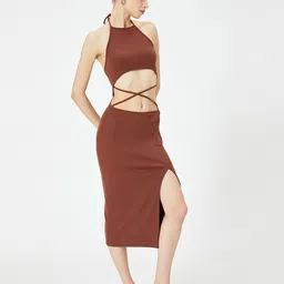 Koton Halter Neck Bodycon Midi Dress image 5