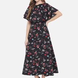 Indietoga Floral Print Flutter Sleeve Crepe Maxi Dress image 4