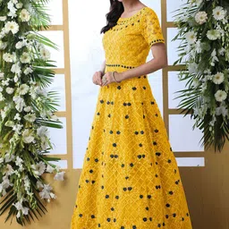 LADY SHOPI Women Embroidered Fit and Flare Maxi Ethnic Dress image 2