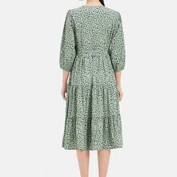 Kazo Abstract Printed V-Neck Fit & Flare Midi Opaque Casual Dress image 4