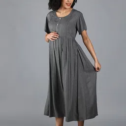 NIGHTSPREE Grey Maternity Empire Maxi Dress image 2