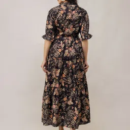 Aawari Floral Print Flared Sleeve Fit & Flare Midi Dress image 2