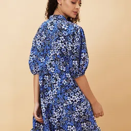 Globus Floral Printed Puff Sleeves Gathered or Pleated A-Line Dress image 4