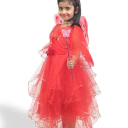 BAESD Girls Flared Sleeve Net Layered Fit & Flare Cotton Dress image 4