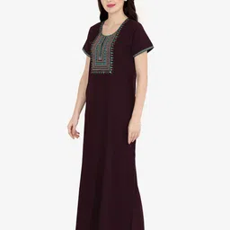Sand Dune Burgundy Printed Maxi Nightdress image 4