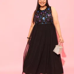 CURVY STREET Black Net A-Line Dress image 5