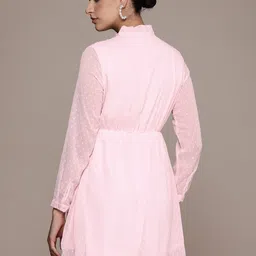 French Connection Dobby Keyhole Neck With Gathers A-Line Dress image 5