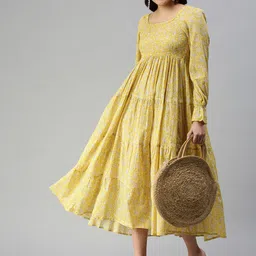 SHOWOFF Yellow Floral Midi Dress image 5