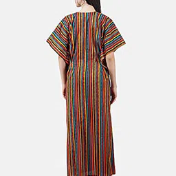 KOI SLEEPWEAR Orange Striped Maxi Nightdress image 4
