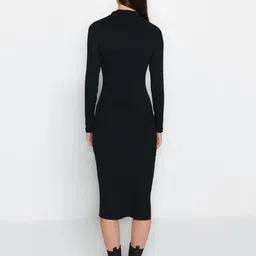 Trendyol High Neck Long Sleeves Slit Bodycon Midi Dress image 5