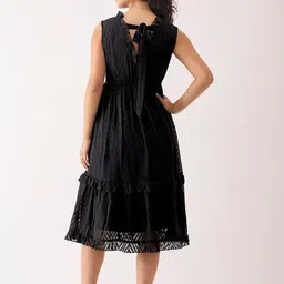 SIDYAL Chevron Pattern Georgette Fit & Flare Midi Dress image 3