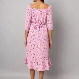 BRINNS Women Boat Neck Floral Printe Fit & Flare Midi Dress image 5