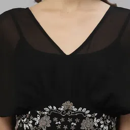 KASSUALLY Black Georgette Embellished Dress image 5